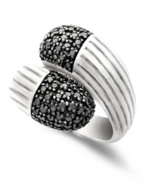 Wrap your digits with sparkle in bold contrasting color. This stunning ring from Balissima by Effy Collection features a polished sterling setting decorated at the ends with round-cut black diamond (5/8 ct. t.w.) Size 7.