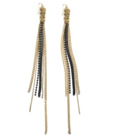 Double up on the latest trends! Bar III's up-to-date style combines shoulder-dusting tassels in trendy two tone mixed metal. Dangling chains on fish wire crafted from gold and hematite tone mixed metal. Approximate drop: 9 inches.