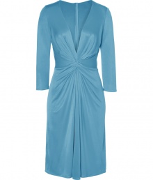 With a sexy 1970s silhouette, this Issa dress features a figure-hugging fit with retro-inspired detailing - V-neck with knotted draped front, 3/4 sleeves, fitted waist, flared skirt, concealed back zip closure - Style with fishnets, platform heels, and a statement clutch With a sexy 1970s silhouette, this Issa dress features a figure-hugging fit with retro-inspired detailing - V-neck with knotted draped front, 3/4 sleeves, fitted waist, flared skirt, concealed back zip closure - Style with fishnets, platform heels, and a statement clutch