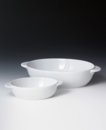 Simple side dishes get a refreshing overhaul when served on these small oval serving dishes from Denby's white dinnerware collection. The clean, crisp lines and cool, glazed hue infuse your tabletop with modern style. 0.5 liter. Simple side dishes get a refreshing overhaul when served on these small oval serving dishes from Denby's white dinnerware collection. The clean, crisp lines and cool, glazed hue infuse your tabletop with modern style. 0.5 liter.