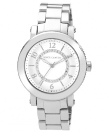 The sophisticated look of steel shines on this Vince Camuto watch. The sophisticated look of steel shines on this Vince Camuto watch.