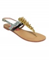 The spikes that line the thong strap of Betsey Johnson's Corri sandals add so much drama to your look.