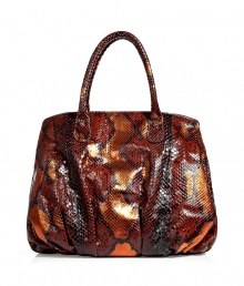Bring bold style to any ensemble with this unbelievably lavish metallic python bag from Zagliani - Classic tote with dual carrying handles, large slouchy shape, slightly gathered bottom, multiple internal compartments, bold red lining -Pair with a slinky cocktail sheath and statement heels Bring bold style to any ensemble with this unbelievably lavish metallic python bag from Zagliani - Classic tote with dual carrying handles, large slouchy shape, slightly gathered bottom, multiple internal compartments, bold red lining -Pair with a slinky cocktail sheath and statement heels