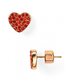 Say I do to MARC BY MARC JACOBS' red pavé heart earrings. The crystal-coated baubles are crush-worthy with LBDs or denim and tees.