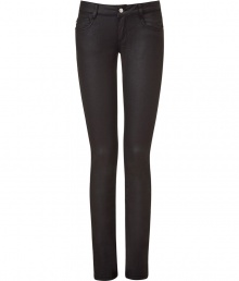 Heed the call of the wild with McQ Alexander McQueens slick, wolf-embroidered black cotton pants - Sexy, low rise slim cut, with belt loops, zip fly and button closure - Back pockets sit slightly lower, lifting and flattering the rear - Pair with a crisp white button down, a cardigan and t-shirt or a boxy silk top