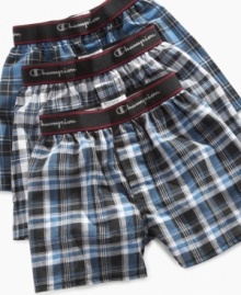 Keep him cool and comfortable in these funky plaid boxers from Champion. Keep him cool and comfortable in these funky plaid boxers from Champion.
