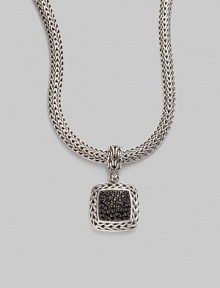 From the Classic Chain Collection. Black sapphire pavé dazzles along the center of this sterling silver square enhancer.Black sapphire Sterling silver Length, about 1½ Width, about 1 Made in Bali Please note: Chain sold separately. From the Classic Chain Collection. Black sapphire pavé dazzles along the center of this sterling silver square enhancer.Black sapphire Sterling silver Length, about 1½ Width, about 1 Made in Bali Please note: Chain sold separately.