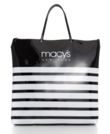 Black and white and known the world over: Macy's glossy high-contrast tote is the perfect shopping companion. Black and white and known the world over: Macy's glossy high-contrast tote is the perfect shopping companion.