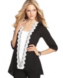Layered with lace, this two-in-one petite top from AGB makes getting dressed a breeze with a perfectly coordinated look! (Clearance) Layered with lace, this two-in-one petite top from AGB makes getting dressed a breeze with a perfectly coordinated look! (Clearance)
