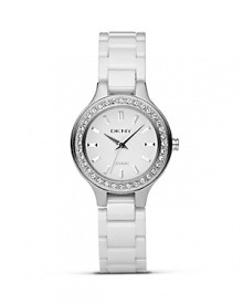DKNY Small Stainless Steel and White Ceramic Bracelet, 30mm DKNY Small Stainless Steel and White Ceramic Bracelet, 30mm
