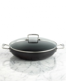 Must-have for the main dish! A forged hard-anodized construction with a durable nonstick finish and generously sized handles make it easy to prep, present & clean up with ease. The shallow design is the picture of versatility for slow cooking, roasting and even deep frying. 10-year warranty. Must-have for the main dish! A forged hard-anodized construction with a durable nonstick finish and generously sized handles make it easy to prep, present & clean up with ease. The shallow design is the picture of versatility for slow cooking, roasting and even deep frying. 10-year warranty.