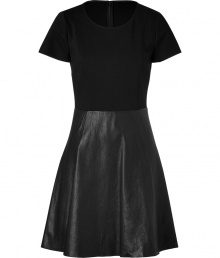 A contemporary take on the Little Black Dress, DKNYs leather detailed shift is an ultra modern choice for ladylike sophistication - Rounded neckline, short sleeves, hidden back zip - Fitted bodice, flared A-line skirt - Wear with jet black ankle boots and statement metallic accessories A contemporary take on the Little Black Dress, DKNYs leather detailed shift is an ultra modern choice for ladylike sophistication - Rounded neckline, short sleeves, hidden back zip - Fitted bodice, flared A-line skirt - Wear with jet black ankle boots and statement metallic accessories