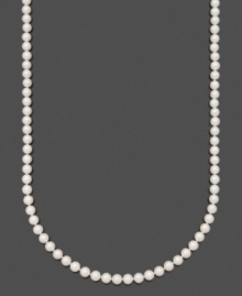 Perfection in pearls. This elegant necklace by Belle de Mer features A+ Akoya cultured pearls (6-1/2-7 mm) set in 14k gold. Approximate length: 22 inches.