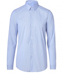 Finish off your workweek staples with this stylish stretch cotton button-down from Jil Sander - Spread collar, front button placket, long sleeves, buttoned cuffs, shirttail hemline - Slim fit - Pair with jeans, trousers, chinos, or cords