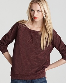 This MARC BY MARC JACOBS sweatshirt is having a major fashion moment, embellished with metallic threading for a sparkling dose of sporty-chic style. This MARC BY MARC JACOBS sweatshirt is having a major fashion moment, embellished with metallic threading for a sparkling dose of sporty-chic style.