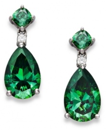 Celebrity-inspired styles create a red carpet-worthy look. Arabella's gorgeous teardrop-shaped earrings feature pear-cut green and round-cut white Swarovski zirconias (total 11-9/10 ct. t.w.). Set in sterling silver. Approximate drop: 9/10 inch. Celebrity-inspired styles create a red carpet-worthy look. Arabella's gorgeous teardrop-shaped earrings feature pear-cut green and round-cut white Swarovski zirconias (total 11-9/10 ct. t.w.). Set in sterling silver. Approximate drop: 9/10 inch.