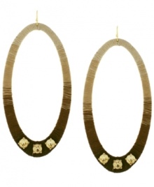 Read the headlines: ombre is in! A sweet gradation of brown wrapped cord adorns Jessica Simpson's oval-shaped drop earrings, while faceted glass stones in taupe hues complete the look. Crafted in gold tone mixed metal on ear wire. Approximate drop: 3-3/4 inches. Approximate diameter: 1-1/4 inches. Read the headlines: ombre is in! A sweet gradation of brown wrapped cord adorns Jessica Simpson's oval-shaped drop earrings, while faceted glass stones in taupe hues complete the look. Crafted in gold tone mixed metal on ear wire. Approximate drop: 3-3/4 inches. Approximate diameter: 1-1/4 inches.