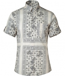 Stylish button down in fine, pure cream cotton - Classically cool, on-trend paisley motif - Small collar, chest pocket and short, roll-up cuffed sleeves - Rounded hem hangs slightly longer in the back - Modern cut is slim and straight - Elegantly whimsical, ideal for the modern dandy - Pair with jeans, linen trousers, chinos or Bermuda shorts Stylish button down in fine, pure cream cotton - Classically cool, on-trend paisley motif - Small collar, chest pocket and short, roll-up cuffed sleeves - Rounded hem hangs slightly longer in the back - Modern cut is slim and straight - Elegantly whimsical, ideal for the modern dandy - Pair with jeans, linen trousers, chinos or Bermuda shorts
