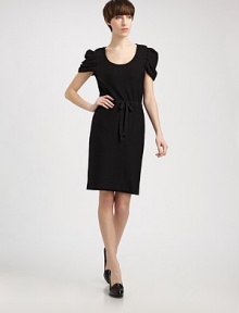 A soft, textural knit and prettily gathered puffed sleeves add dimension to this perfect day-to-night design.ScoopneckSlit shouldersPuffed short sleevesDrawstring waist with front tieAbout 22 from natural waistCottonDry cleanMade in Italy of imported fabricModel shown is 5'10 (177cm) wearing US size 4. A soft, textural knit and prettily gathered puffed sleeves add dimension to this perfect day-to-night design.ScoopneckSlit shouldersPuffed short sleevesDrawstring waist with front tieAbout 22 from natural waistCottonDry cleanMade in Italy of imported fabricModel shown is 5'10 (177cm) wearing US size 4.