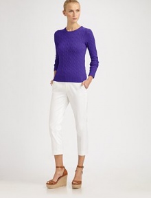 Luxuriously soft finespun cashmere, in a classic cable-knit style.Rib-knit crewneck, cuffs and hemLong sleevesCashmereDry cleanImported of Italian fabricModel shown is 5'10½ (179cm) wearing US size Small. 