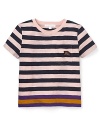 From the back yard to Barbados, the weathered nautical stripes with colorful accents near the hem make the Mini Stephens tee a summer style essential.