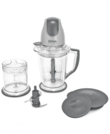 Champion of the world... of food! Master delicious dishes with the professional precision of this Ninja backing you up. Patented blade technology works with an interchangeable motor head that whips up remarkable results in a 16-ounce bowl or 48-ounce pitcher-incredible versatility that conquers every recipe on your roster. 1-year limited warranty. Model QB900B. Champion of the world... of food! Master delicious dishes with the professional precision of this Ninja backing you up. Patented blade technology works with an interchangeable motor head that whips up remarkable results in a 16-ounce bowl or 48-ounce pitcher-incredible versatility that conquers every recipe on your roster. 1-year limited warranty. Model QB900B.