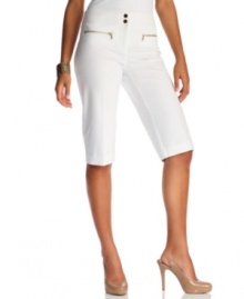 Exposed zipper pockets add stylish edge to these Alfani petite capri pants -- a summer must-have! (Clearance) Exposed zipper pockets add stylish edge to these Alfani petite capri pants -- a summer must-have! (Clearance)