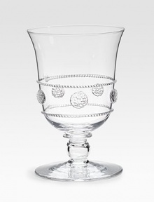 Old-world style and elegant details define this utterly charming goblet, handmade and mouthblown with dimensional detail in fine glass. From the Isabella Collection Handmade 10-oz. capacity 5 high Dishwasher safe Imported Old-world style and elegant details define this utterly charming goblet, handmade and mouthblown with dimensional detail in fine glass. From the Isabella Collection Handmade 10-oz. capacity 5 high Dishwasher safe Imported