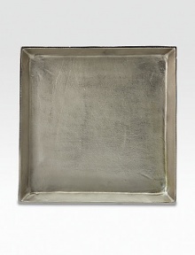 Sleek artistry for serving or displaying in burnished metal, molded under fire smooth, organic lines. 10¼ squareBurnished nickel-plated aluminumFood safe Hand washImported Sleek artistry for serving or displaying in burnished metal, molded under fire smooth, organic lines. 10¼ squareBurnished nickel-plated aluminumFood safe Hand washImported