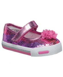 Glitzy kicks. She'll stand out as pretty in pink in these sequined Mary Jane-style shoes from Stride Rite. Glitzy kicks. She'll stand out as pretty in pink in these sequined Mary Jane-style shoes from Stride Rite.