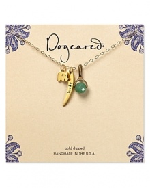 Feeling fortunate? You will with Dogeared's lucky cluster necklace. Flaunting an elephant charm and aventurine stone, this bohemian necklace hints at stylish prosperity.