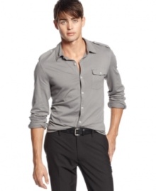 Enlist this military-inspired shirt from Kenneth Cole Reaction for your fall style army.