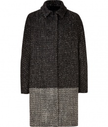 Perfect for wearing over polished daytime looks, Piazza Sempiones textural knit coat is a chic and versatile choice for all-season sophistication - Spread collar with hook closure, long sleeves, hidden front snaps, side slit pockets, contrast knit panel at hemline, back vent - Straight silhouette - Wear with sleek leather accessories and cashmere scarves Perfect for wearing over polished daytime looks, Piazza Sempiones textural knit coat is a chic and versatile choice for all-season sophistication - Spread collar with hook closure, long sleeves, hidden front snaps, side slit pockets, contrast knit panel at hemline, back vent - Straight silhouette - Wear with sleek leather accessories and cashmere scarves