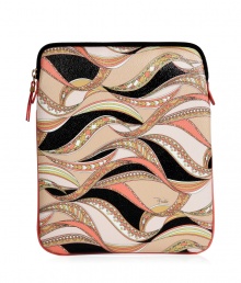 Opt for the iconic and stash away your favorite tech accessory in this characteristic print iPad case from Emilio Pucci - Printed PVC outside, Coral leather trim, top zip closure - Great for everyday, also makes a superb gift Opt for the iconic and stash away your favorite tech accessory in this characteristic print iPad case from Emilio Pucci - Printed PVC outside, Coral leather trim, top zip closure - Great for everyday, also makes a superb gift