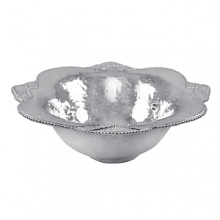 Shaped by hand of durable recycled aluminum, this striking serving bowl from Mariposa is detailed with a softly textured finish and beaded edges for a look that's at once organic and refined. Shaped by hand of durable recycled aluminum, this striking serving bowl from Mariposa is detailed with a softly textured finish and beaded edges for a look that's at once organic and refined.
