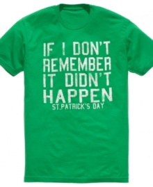 There will be no excuses for not wearing green on St. Patrick's day with this t shirt from American Rag. There will be no excuses for not wearing green on St. Patrick's day with this t shirt from American Rag.