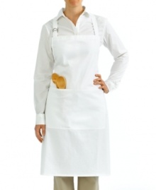 A crisp, clean look for an impeccable chef! Quickly an instant classic in your kitchen, this durable apron features a perfect-fit pocket to store all of your essentials and an easy-to-adjust fit for comfort and convenience. A crisp, clean look for an impeccable chef! Quickly an instant classic in your kitchen, this durable apron features a perfect-fit pocket to store all of your essentials and an easy-to-adjust fit for comfort and convenience.