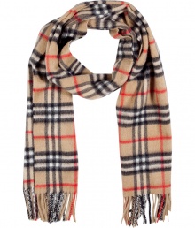 Wrap yourself up in classic style with this luxe cashmere check scarf from Burberry London - Easy to style length, allover classic check print, fringed edges - Style with slim trousers, a cashmere pullover, a sleek trench, and ankle boots Wrap yourself up in classic style with this luxe cashmere check scarf from Burberry London - Easy to style length, allover classic check print, fringed edges - Style with slim trousers, a cashmere pullover, a sleek trench, and ankle boots