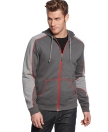 Get moving. This Alfani zip-up hoodie is the right way to put a casual spin on you active lifestyle. Get moving. This Alfani zip-up hoodie is the right way to put a casual spin on you active lifestyle.