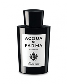 The purest expression of Colonia. Refined and elegant, this Eau de Cologne from Acqua di Parma is hand crafted in the same tradition as the original and iconic Colonia, which since 1916 has represented the essence of Italian luxury and style. Colonia Essenza is a citrus woody fragrance which highlights the finest and purest essences used in fragrance making today. Notes: Bergamot, Lemon, Mandarin, Orange, Grapefruit, Petit grain, Neroli, Rosemary, Clove, Lilly of the Valley, Rose Accord, Jasmine Accord, Patchouli, Vetiver, White Musk, Amber. The purest expression of Colonia. Refined and elegant, this Eau de Cologne from Acqua di Parma is hand crafted in the same tradition as the original and iconic Colonia, which since 1916 has represented the essence of Italian luxury and style. Colonia Essenza is a citrus woody fragrance which highlights the finest and purest essences used in fragrance making today. Notes: Bergamot, Lemon, Mandarin, Orange, Grapefruit, Petit grain, Neroli, Rosemary, Clove, Lilly of the Valley, Rose Accord, Jasmine Accord, Patchouli, Vetiver, White Musk, Amber.