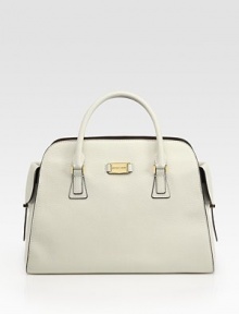 An impeccably-structured bag, crafted from rich pebble-grain leather for a sleek, refined silhouette.Double top handles, 3½ dropTop zip closureTwo outside pull-through pocketsProtective metal feetOne inside zip pocketTwo inside open pocketsFully lined12½W X 9½H X 6DImported An impeccably-structured bag, crafted from rich pebble-grain leather for a sleek, refined silhouette.Double top handles, 3½ dropTop zip closureTwo outside pull-through pocketsProtective metal feetOne inside zip pocketTwo inside open pocketsFully lined12½W X 9½H X 6DImported