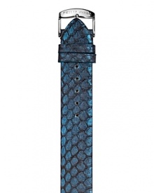 A watch strap from Philip Stein in genuine snakeskin, with metallic sheen and stainless steel thorn buckle.