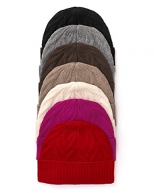 A thick and luxuriously soft cuff hat in a cable knit. Exclusively at Bloomingdale's. A thick and luxuriously soft cuff hat in a cable knit. Exclusively at Bloomingdale's.