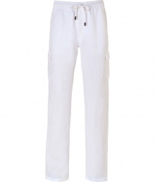 A cool take on cruisewear, Vilebrequins linen cargo-style pants are as versatile as they are chic - Drawstring waistline, cargo patch pockets at sides, side slit pockets, back flap pocket - Classic relaxed fit - Wear with a button-down and flip-flops