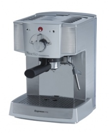 Classic espresso taste mixed with a sleek, modern design delivers an incredible cup of your favorite flavors. Stocked with a cup warmer, dual boiler system and built-in grinder, this espresso machine draws out all of the rich notes in espressos, cappuccinos and coffees at the quick touch of a button. 1-year limited warranty. Model 1334.1. Classic espresso taste mixed with a sleek, modern design delivers an incredible cup of your favorite flavors. Stocked with a cup warmer, dual boiler system and built-in grinder, this espresso machine draws out all of the rich notes in espressos, cappuccinos and coffees at the quick touch of a button. 1-year limited warranty. Model 1334.1.