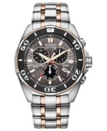 A rosy-accented Signature Perpetual Calendar watch from Citizen built with chronograph tech. Powered by Eco-Drive, harnessing natural and artificial light, never needing a battery. A rosy-accented Signature Perpetual Calendar watch from Citizen built with chronograph tech. Powered by Eco-Drive, harnessing natural and artificial light, never needing a battery.