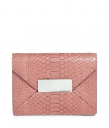 Ultra-stylish blush python clutch - This luxurious clutch is great for day or night - Of-the-moment envelope shaped clutch made of blush hued python - Perfect for cocktail parties or a dressy lunch date Ultra-stylish blush python clutch - This luxurious clutch is great for day or night - Of-the-moment envelope shaped clutch made of blush hued python - Perfect for cocktail parties or a dressy lunch date