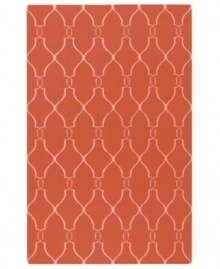 Stunning in its simplicity, this artist-designed area rug from Surya brings a calming beauty to any area in your home. Interlocking lines crisscross against a soft coral background, creating a chic lattice-like pattern that's stylishly simple.