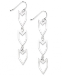 Let your style take shape with these chic, cut-out earrings. Studio Silver's Chevron drop earrings shine in sterling silver. Approximate drop: 2-3/4 inches. Let your style take shape with these chic, cut-out earrings. Studio Silver's Chevron drop earrings shine in sterling silver. Approximate drop: 2-3/4 inches.