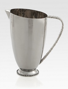 Plated stainless steel, polished to a high shine and accented with signature Molten edging along the handle.From the Molten CollectionStainless steel, nickelplateCapacity, 60 oz. 9.5HHand washImported Plated stainless steel, polished to a high shine and accented with signature Molten edging along the handle.From the Molten CollectionStainless steel, nickelplateCapacity, 60 oz. 9.5HHand washImported